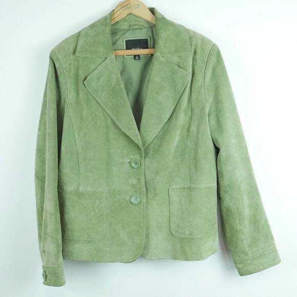 Vintage XL Blazer Green Suede Y2K Academia Twee Boho Quirky Fall Jacket Preppy - Picture 1 of 15